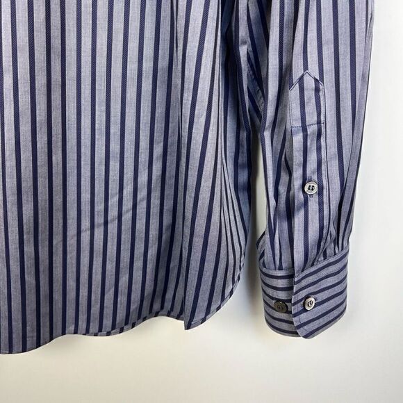 Brioni Dress Shirt Striped Button Down Long Sleeve Blue Cotton men’s size L - Picture 7 of 12